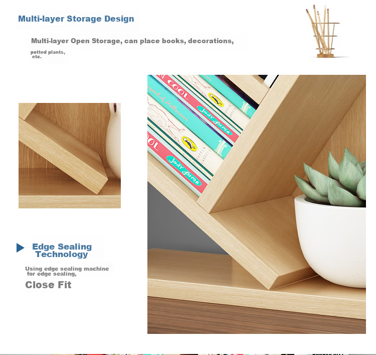 Shuaili Desktop Bookshelf, Simple Study Room Desk Organizer Shelf, Five-Tier Tree Branch Creative Natural Color SL8224Z 7