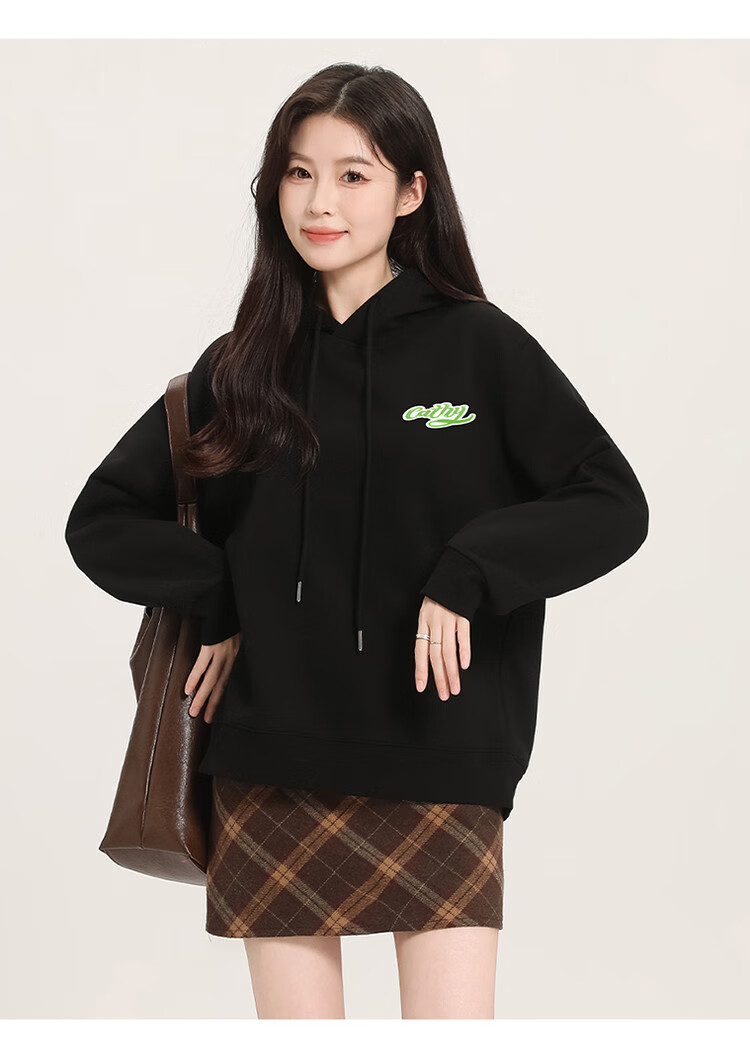 Yipintiancheng Spring 2025 New Women's Hooded Sweatshirt, Loose Casual Pullover Long-Sleeve Letter Print Top for Wome 9