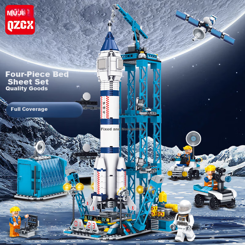 QZCX Building Blocks Chinese Aerospace Rocket Model Educational Toy for Boys Aged 6-8 Birthday Gift