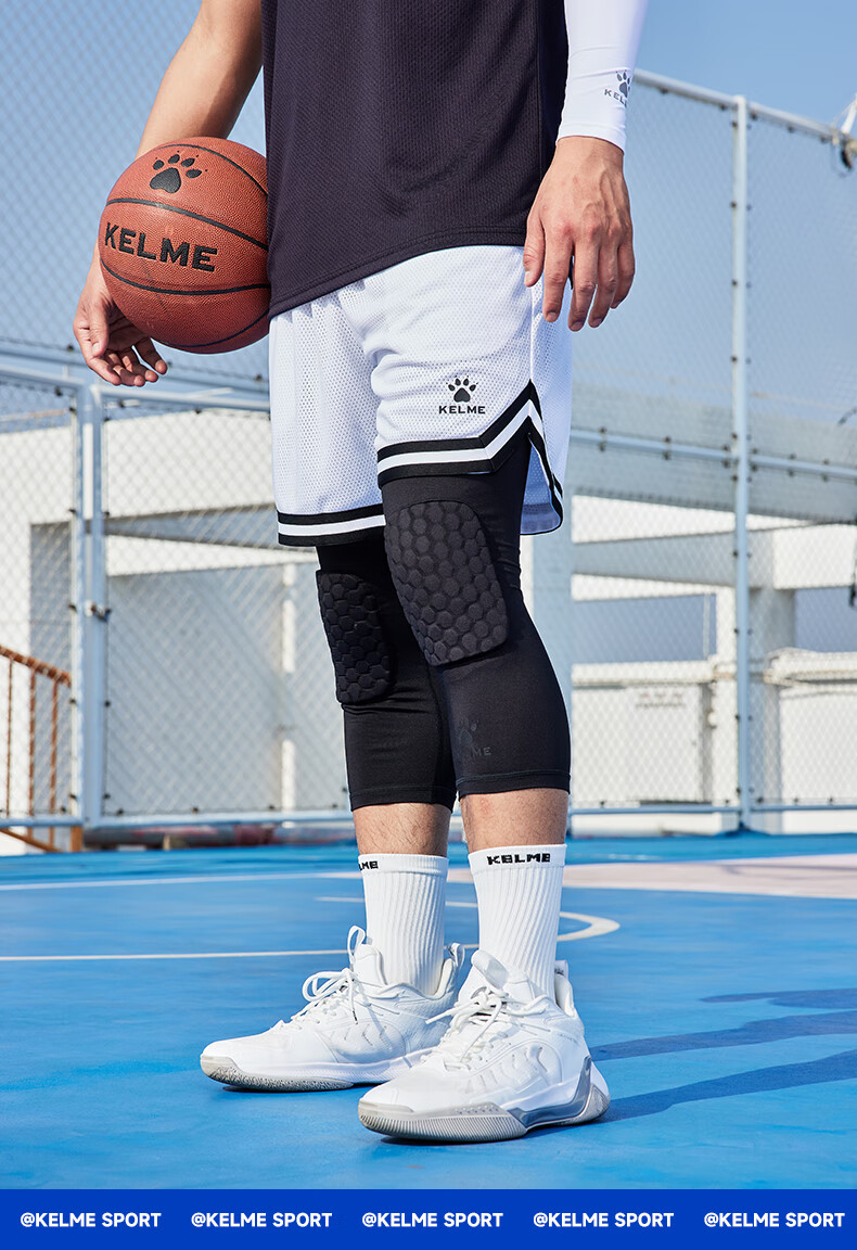 KELME Men's Basketball Shorts Training Running Loose Sports Breathable American Basketball Pants Agate Black M 12