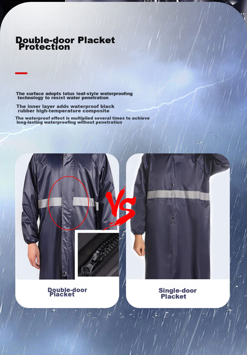 Leyoubaiyi Long Trench Coat One-Piece Raincoat, Army Green, Adult Men And Women Reflective Waterproof Flood Prevention Rain Poncho Constructio 5