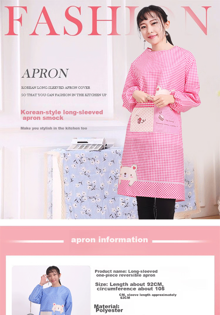 MISHIGUANG Oil-Resistant Long-Sleeve Apron, Adult Kitchen Apron, Hand-Wiping, Fashionable Household Apron for Men And Women, Long Sleeves 1