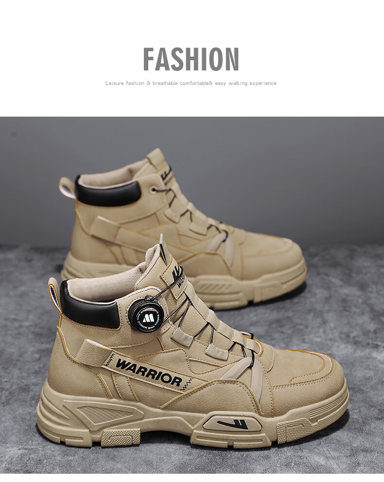Huili Men's Versatile Martin Boots, 2025 Autumn And Winter New Style, Trendy Retro High-Top Work Boots, Gray, Size 40 8