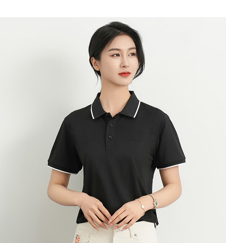 ROMON Ice Silk Short-Sleeve T-Shirt for Women, Summer POLO Collar Undershirt, Casual Business Commute Workwear, Cool-Feeling Lapel Top 12