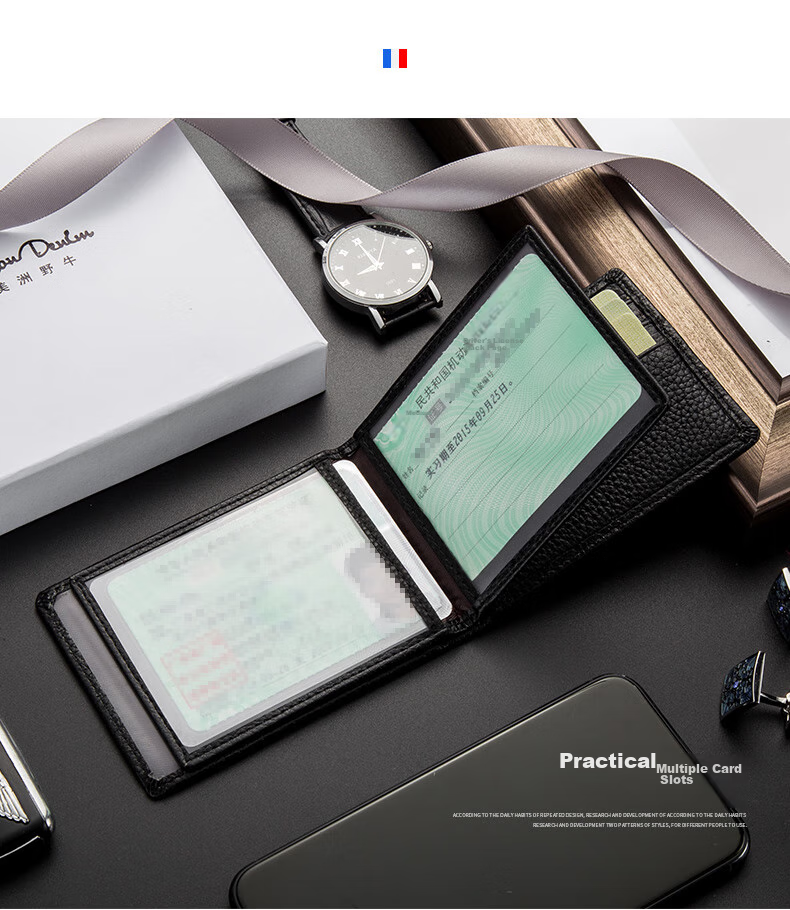 Meizhouyeniou Driver's License Holder, Leather Card Holder, Top-Grain Cowhide Wallet, Black Birthday Gift for Boyfriend 9