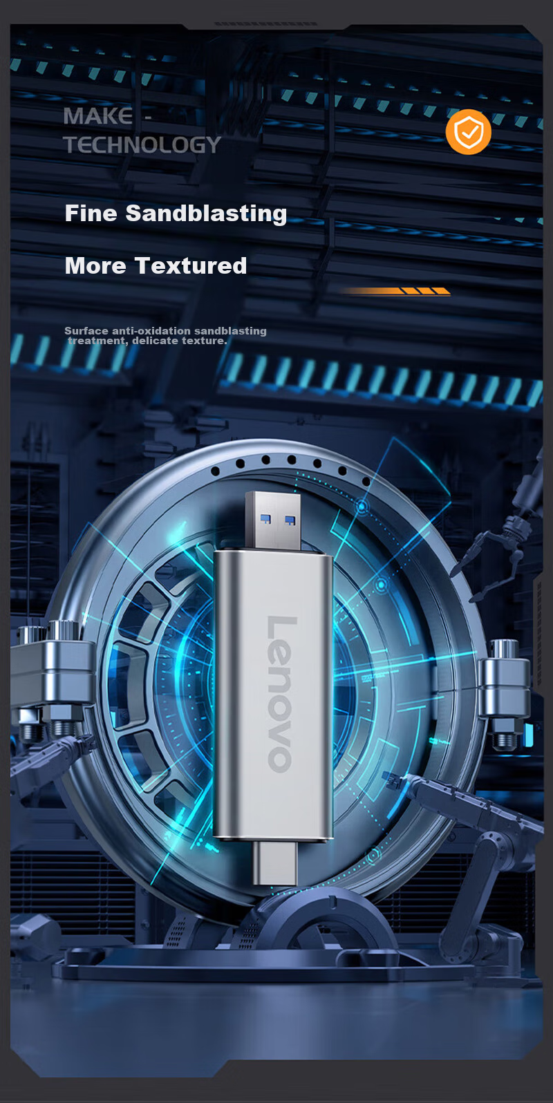 Lenovo 256GB Portable Solid State Drive (PSSD), Type-C USB3.1 Dual Interface, Direct Phone Connection, ZX1Pro Series, Silver 11