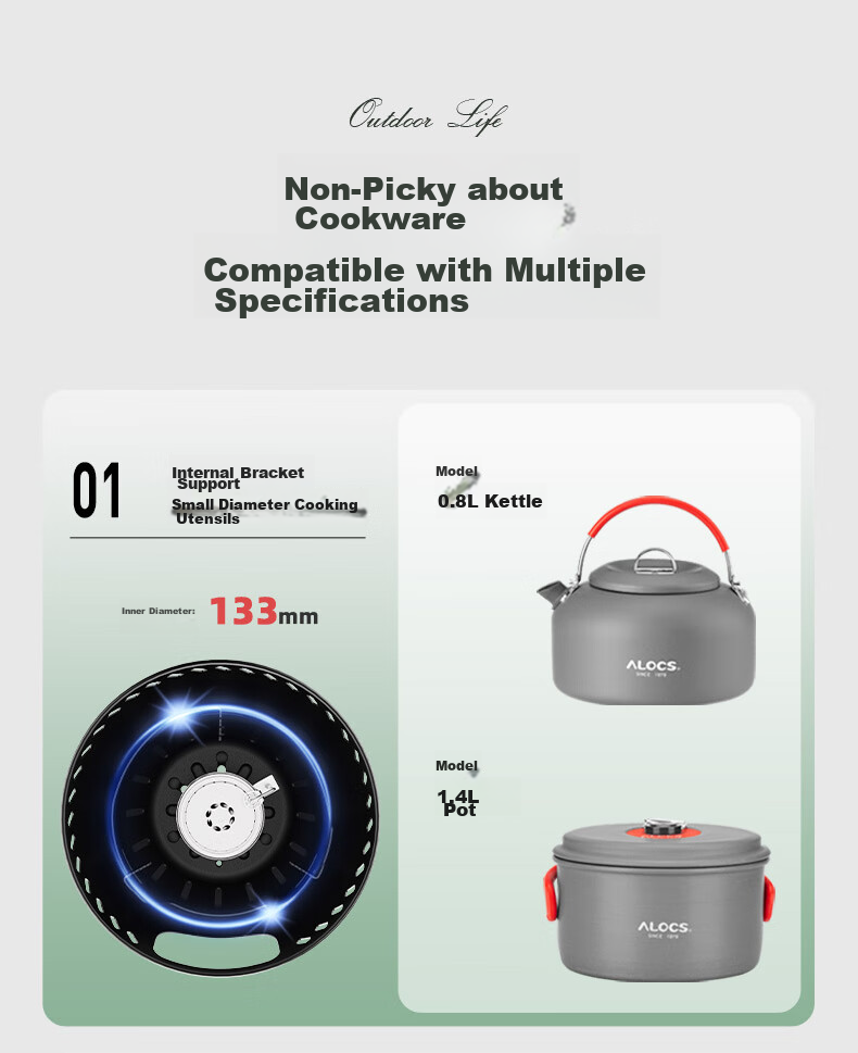 ALOCS Outdoor Portable Stove, Snow Stove for Camping, Alcohol Stove, Tea Brewing Stove, Charcoal Stove, Multi-Functional Gas Stove for Outdoor Use 11
