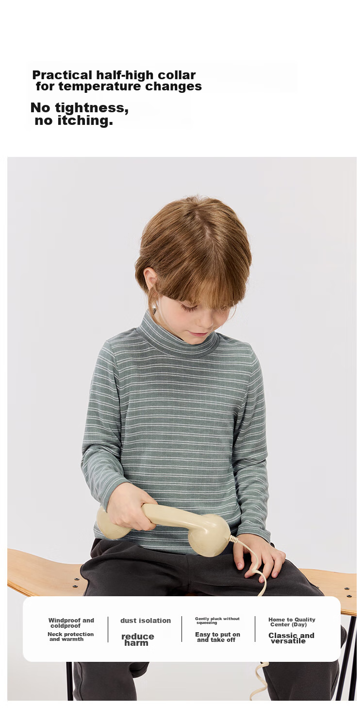 Junejunior [Under Babylove Brand], Children's Warm Top, Semi-Turtleneck Undershirt, Boys And Girls Spring Autumn Winter Long-Sleeve Inner Layer 8