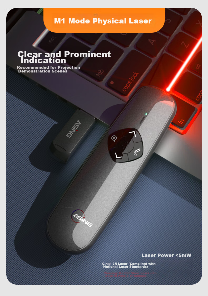 ASiNG A81 Dual Laser Pointer, Teacher's PPT Page-Turning Pen, LED Screen Seewo Whiteboard Presentation Pen with Time Display And Countdown, Focused Magnification Dual Interface 32G Green Light 12