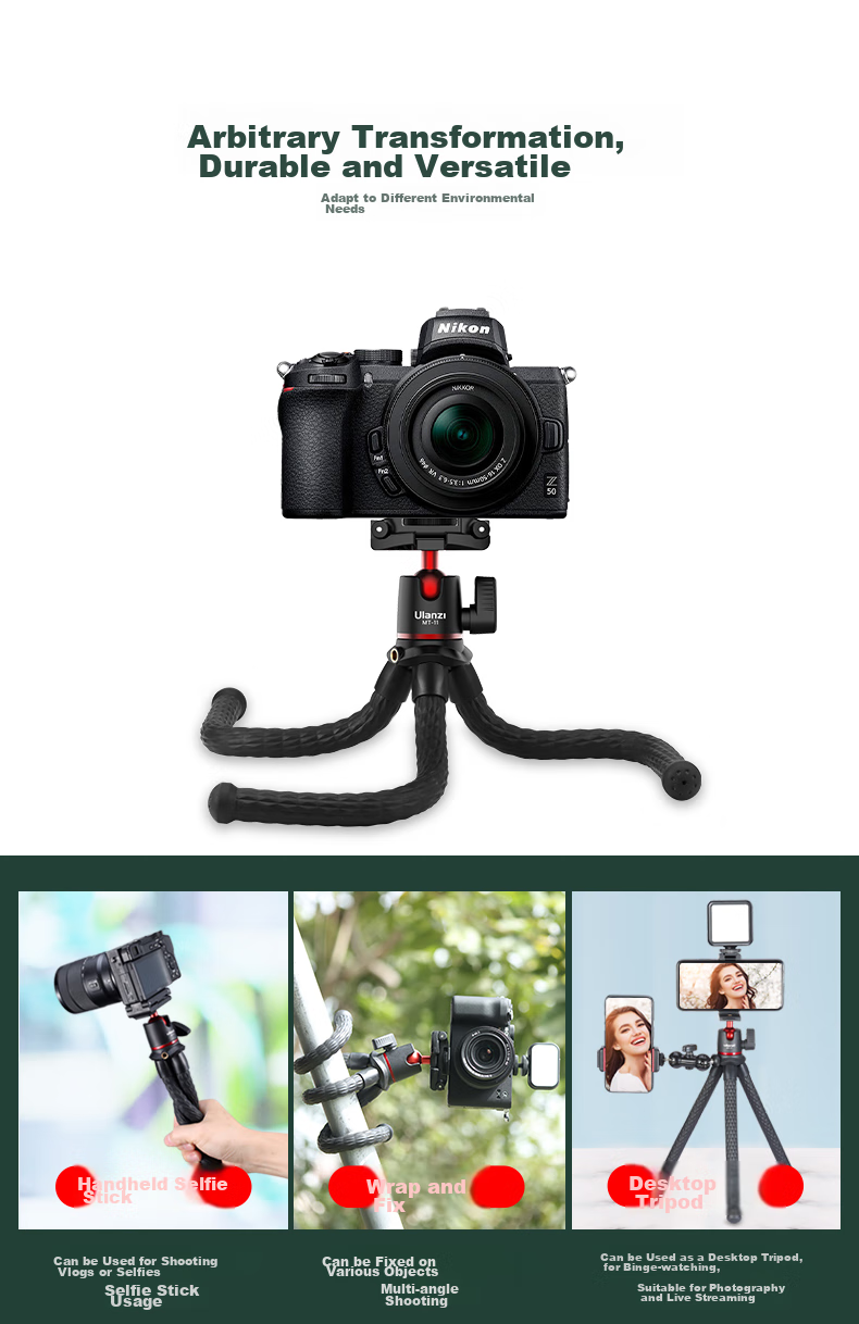 Ulanzi MT-11 Multifunctional Portable Octopus Tripod Selfie Stand for Smartphones, DSLRs, Mirrorless Cameras, Universal Vlog Video Live Streaming Photography And Videography Bracket 9