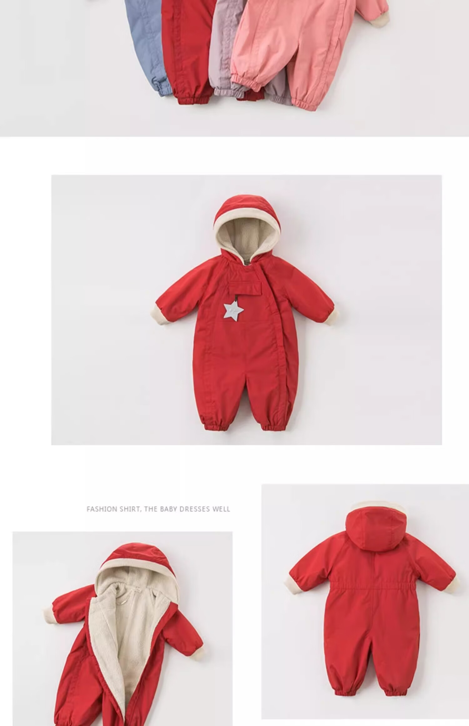 DAVE & BELLA [Same As in Mall] Winter Baby Clothes Fleece-Lined Thickened Onesie for Baby Boys And Girls 10