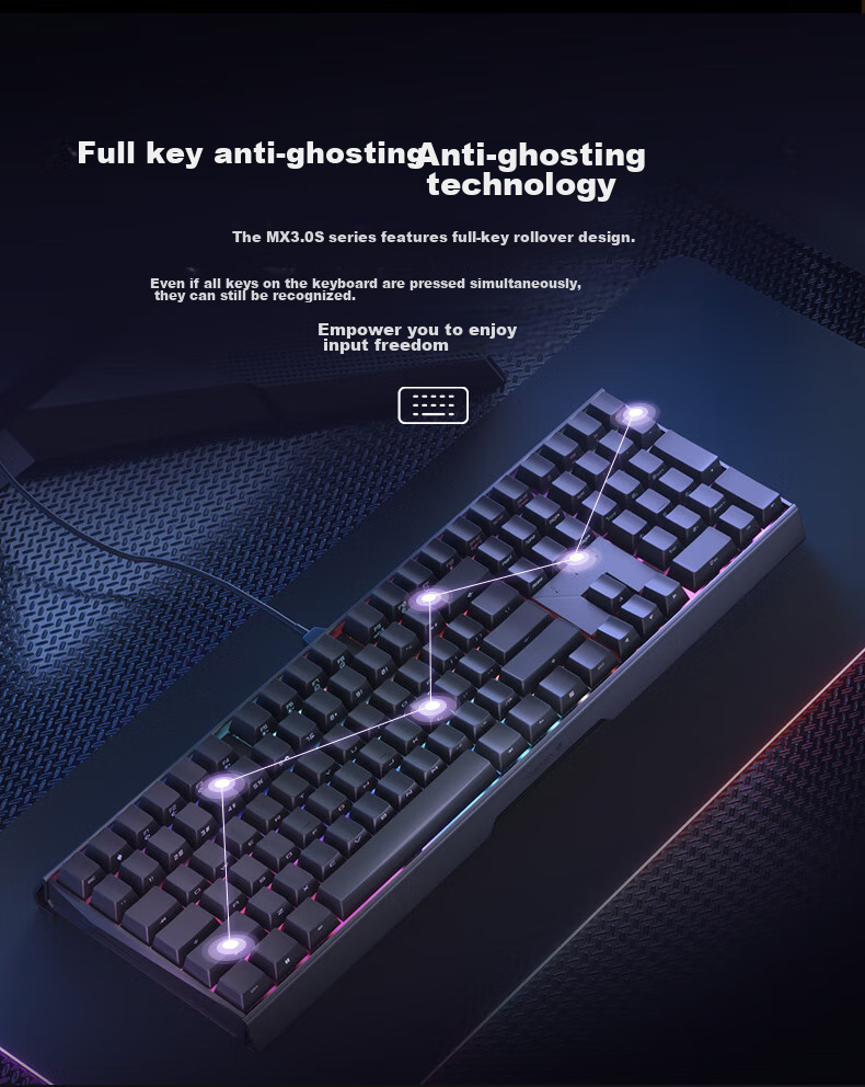 CHERRY MX3.0S Wireless Keyboard, Mechanical Keyboard with 108 Keys, Office And Gaming Keyboard with Bluetooth Triple-Mode, RGB Lighting Effects, Aluminum Alloy Shell, Compatible with Windows/Mac 10