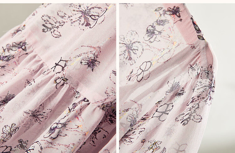 Dme [Naked Feel Ceiling] Spring And Autumn 100 Mulberry Silk Stand Collar Three-Quarter Sleeve Printed Elegant Long Dress for Wome 7