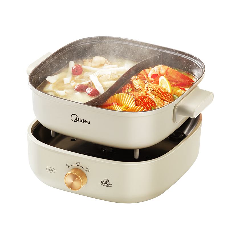 Midea Hot Pot Dedicated Pot, Electric Hot Pot, Double-Sided Pot, Electric Cooking Pot, Multi-Functional Pot, Detachable Household Electric Hot Pot, Shabu-Shabu Pot, Versatile Pot MC-HGS303002