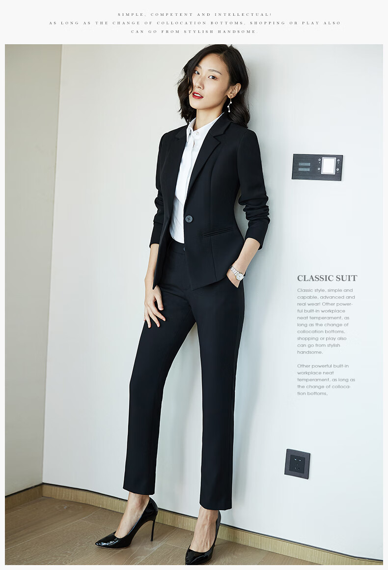 Quehou Spring And Autumn 2022 Fashion Casual Blazer Women's Professional Work Uniform Interview Formal Suit Jacket, Black, Size S 17