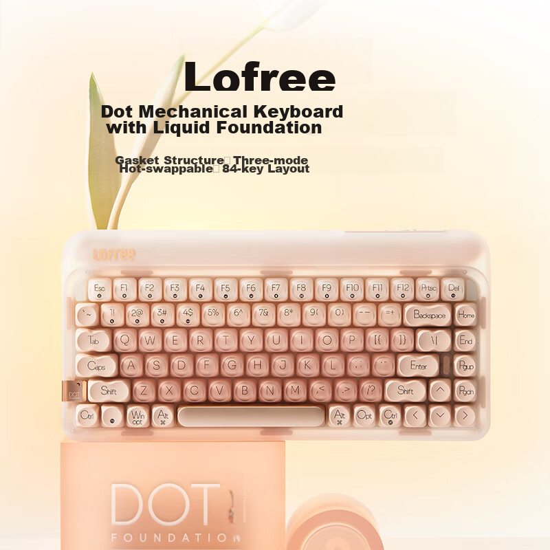 LOFREE Foundation Liquid Keyboard, беспроводная механическая Bluetooth клавиатура с тремя режимами, с возможностью горячей замены, для женского офисного компьютера, 84 клавиши