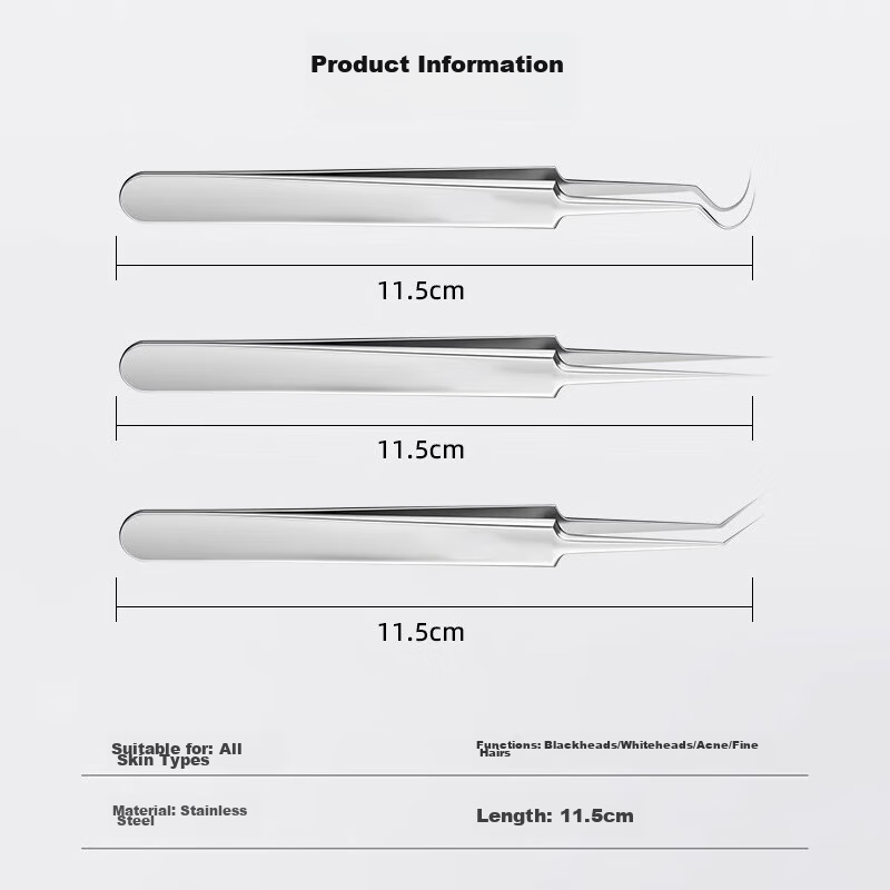 LINGCHEN Acne Needle Tweezers Set of 3, Blackhead Extractor, Pimple Remover Tool, Acne Squeezing Kit