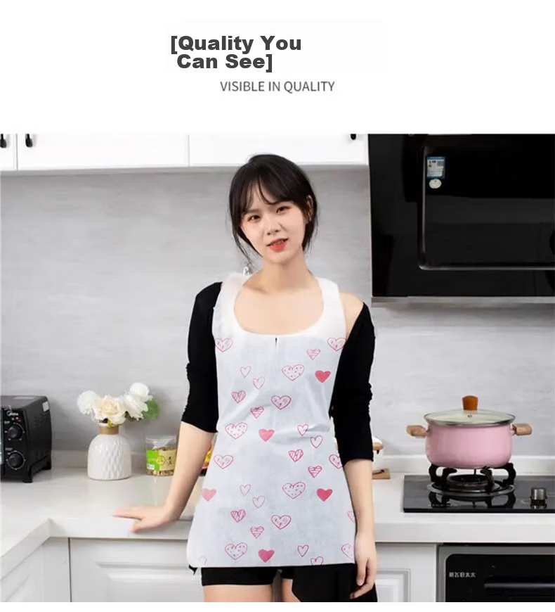 PINYU Disposable Apron, Comfortable And Breathable, Oil-Proof, Splash-Resistant, for Hot Pot Dining And Gatherings, Kitchen Neck Gaiter, Heart-Shaped Pullover Style 17