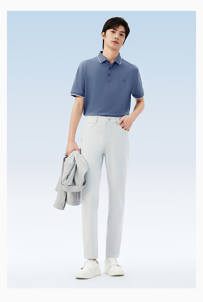 Hodo [Cool Wind Quick-Dry] Men's Polo Shirt, 5A Grade Antibacterial And Mite-Resistant, Contrasting Color Rib Collar Short-Sleeve Men's Polo Shirt 23