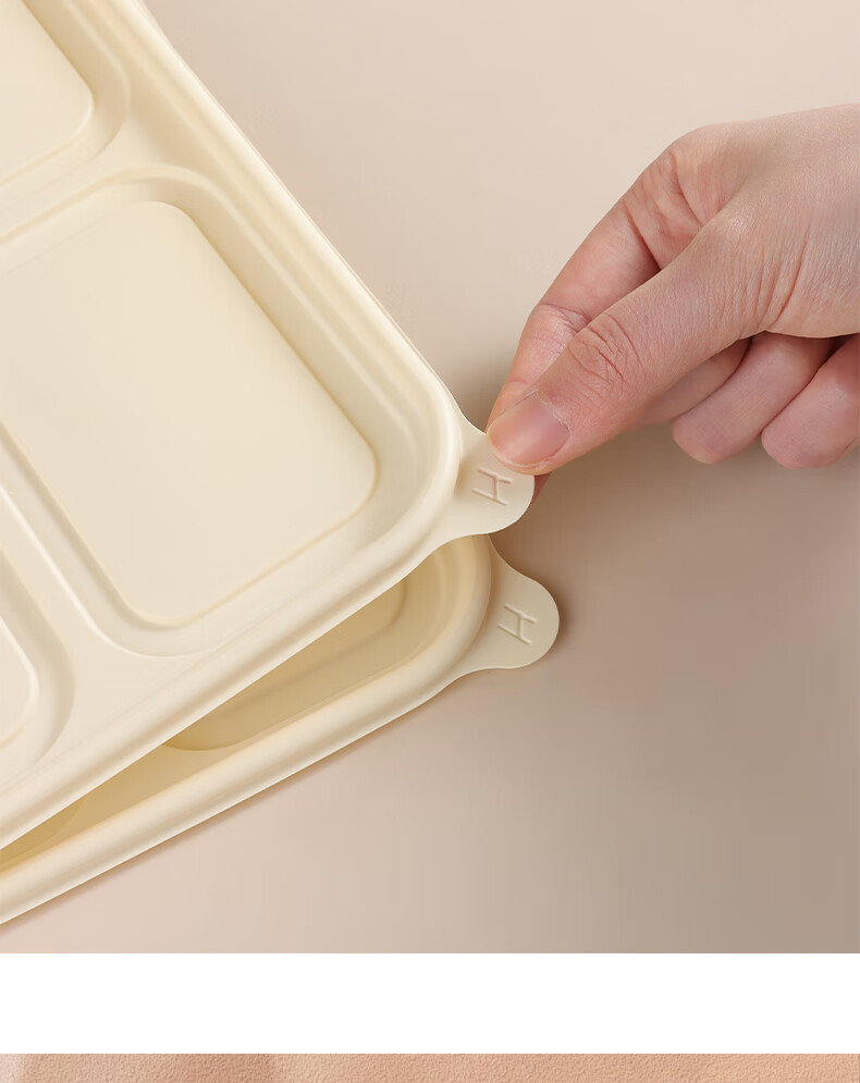 Baijie Corn Starch Disposable Food Containers, Biodegradable Microwave-Safe Lunch Boxes with Lids, Takeout Meal Boxes, 4 Compartments * 20 Sets 7