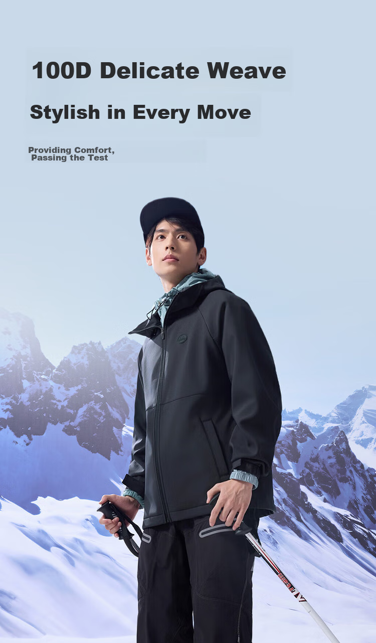 JD Original Windproof And Waterproof Soft Shell Men's Jacket, Autumn New Style Casual Sports Jacket with Fleece Lining And Hood, Black, XL 10
