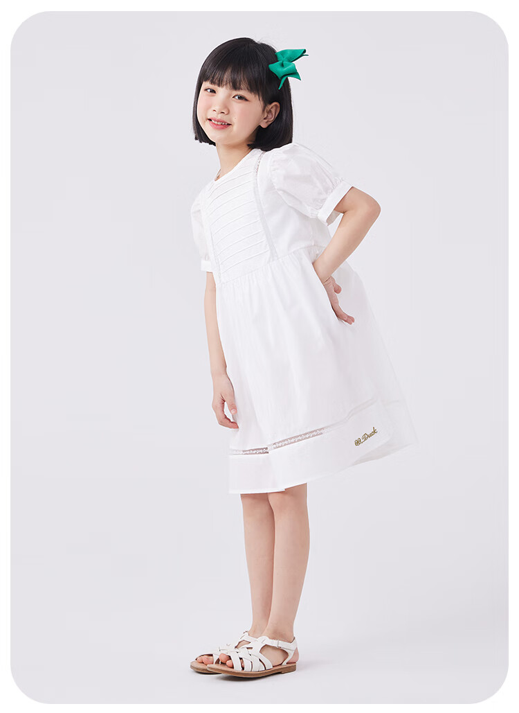 QQ DUCK Girls' Dress, Children's Summer Princess Dress, Youth Skirt, Gift for Holidays And Performances, Formal Dress, White 10