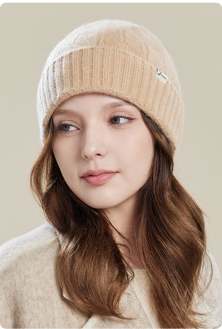 JIUMU Cashmere Warm Knit Hat, Autumn And Winter Woolen Cap, Cold Hat, Winter Hat, Outdoor Ear Protection Cold Cap for Women in Winter 15