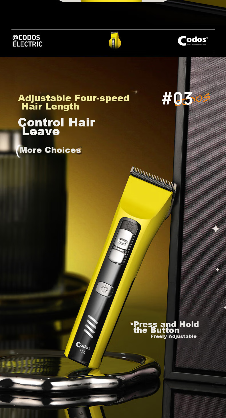 Codos T20 Professional Home Hair Clipper, Electric Trimmer for Barbershops, Hair Cutting And Shaving Tool, Salon-Specific Graduation Gift 4