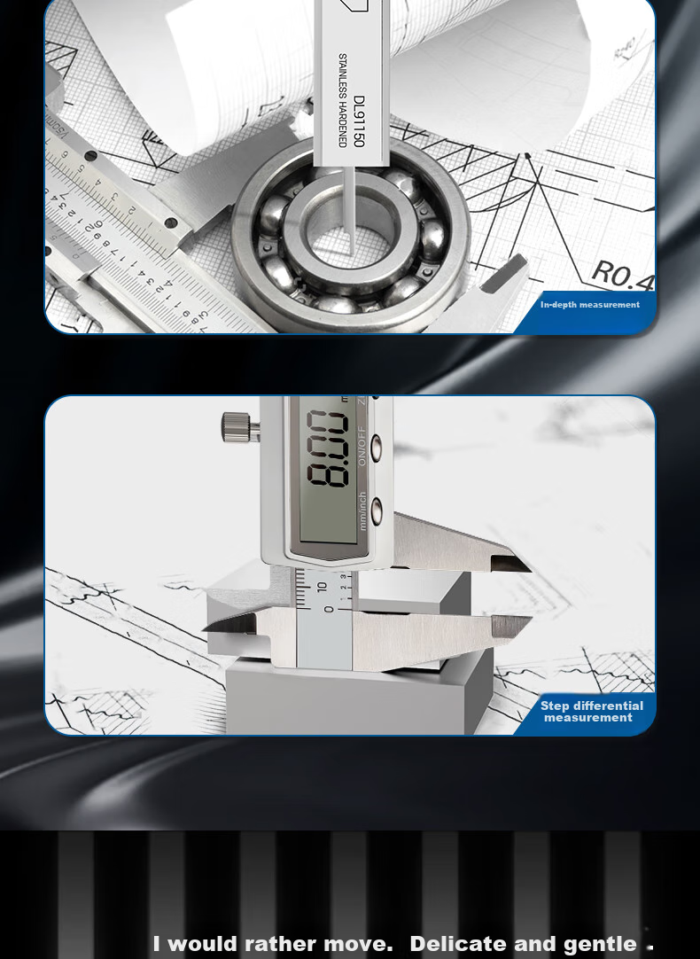 Deli Vernier Caliper, All-Metal High-Precision Digital Caliper, Large High-Definition Screen Electronic Caliper, Complies with National Standards 5