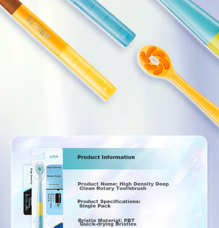 Lion Fine Bristle Cleaning Toothbrush, Small Head, 2-Pack, Soft Bristles, Elastic Handle, Random Color 27