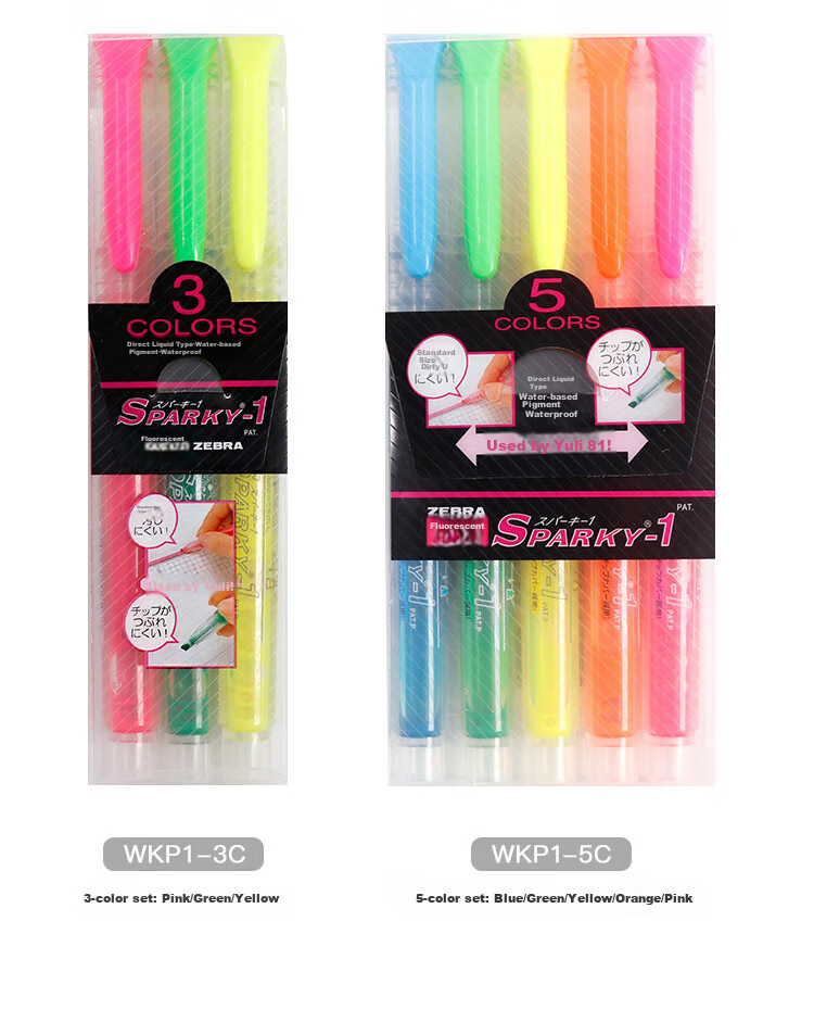 ZEBRA Transparent Core Direct Liquid Highlighter, SPARKY Series Single Color Line Marker, Colored Journal Pen, Student Highlighting Pen, WKP1 Orange 11