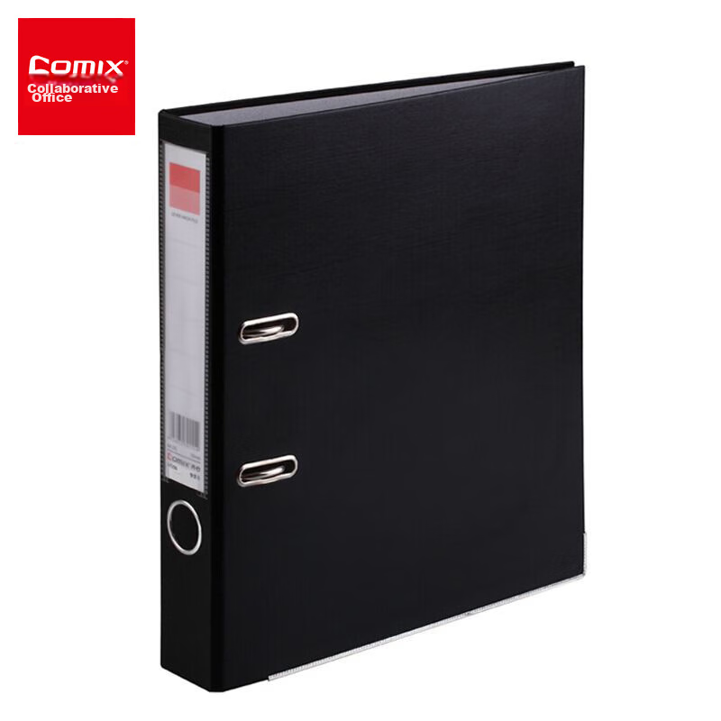 COMIX 2-Inch Thick European-Style Lever Arch File, A4 Document Folder with Holes, Two-Hole Loose-Leaf Binder, Spine Width 55mm, Paper Capacity 35mm, Black, Office Stationery A105N