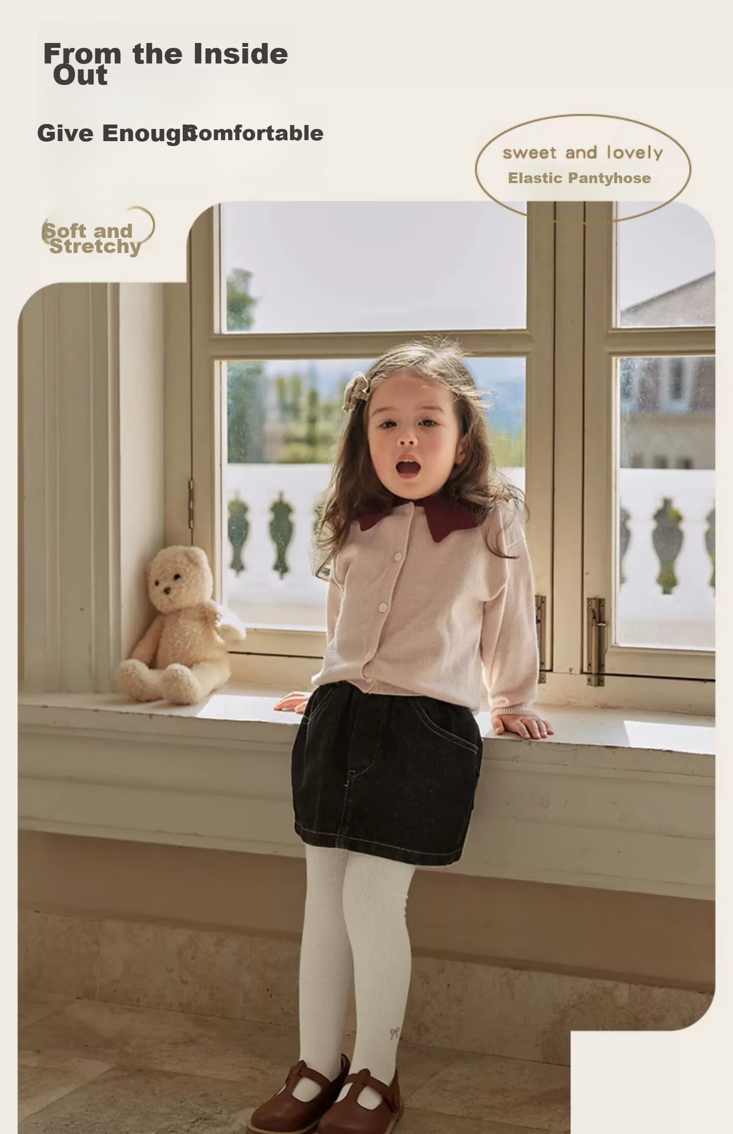 Niduoxiong Children's Leggings, Autumn And Winter Girls' Tights, Baby Underpants, Spring And Autumn Breathable Infant Pants Socks, White 2