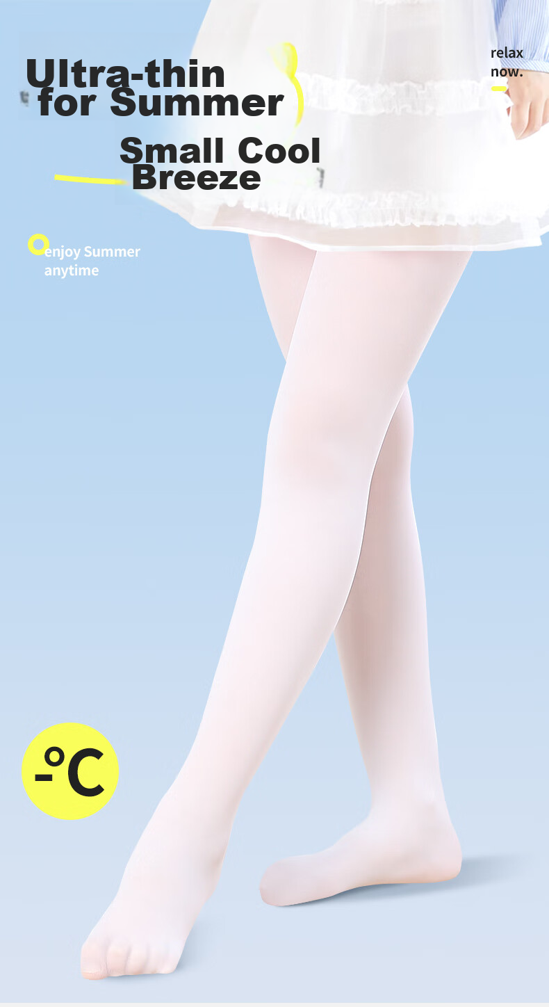 Barbie Children's Silk Stockings, Girls' Tights, Summer Thin White Base Socks, Ultra-Thin Base Pants, White + White, Size S 1