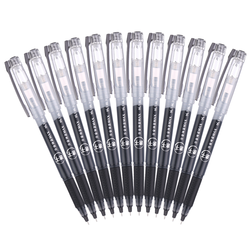 M&G Stationery, Pull-Off Cap Gel Pen 0.5mm Student Black Pen Signing Pen Business Full Needle Tube Large Capacity Ink Pen Office Supplies, Black, 12 Pens/box, Exam
