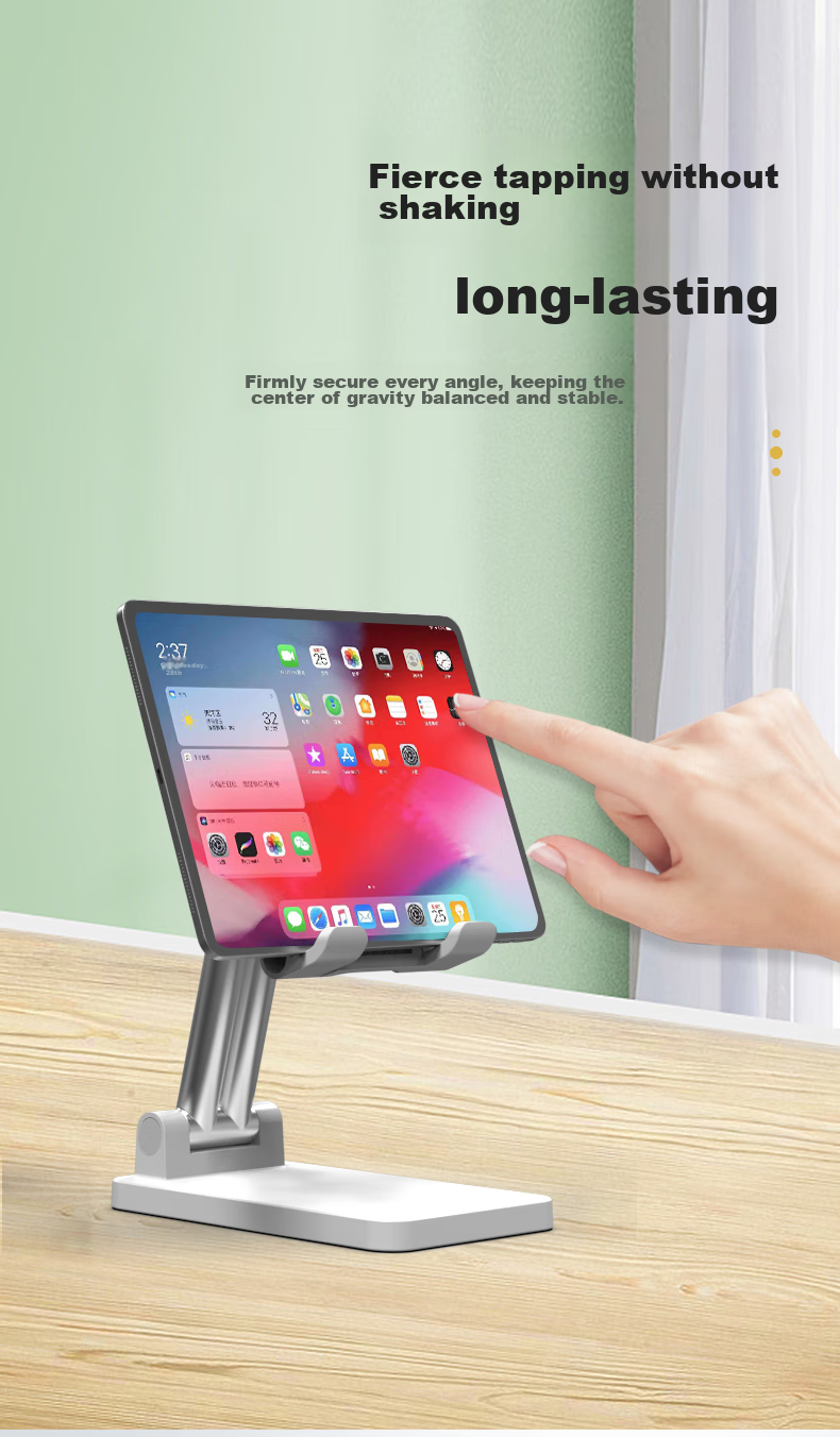 Kelleia [Upgraded Dual-Rod] Phone Stand, Live Streaming Desktop Stand, Lazy Stand, Influencer IPad Tablet Foldable Extendable Adjustable Stand, White 9