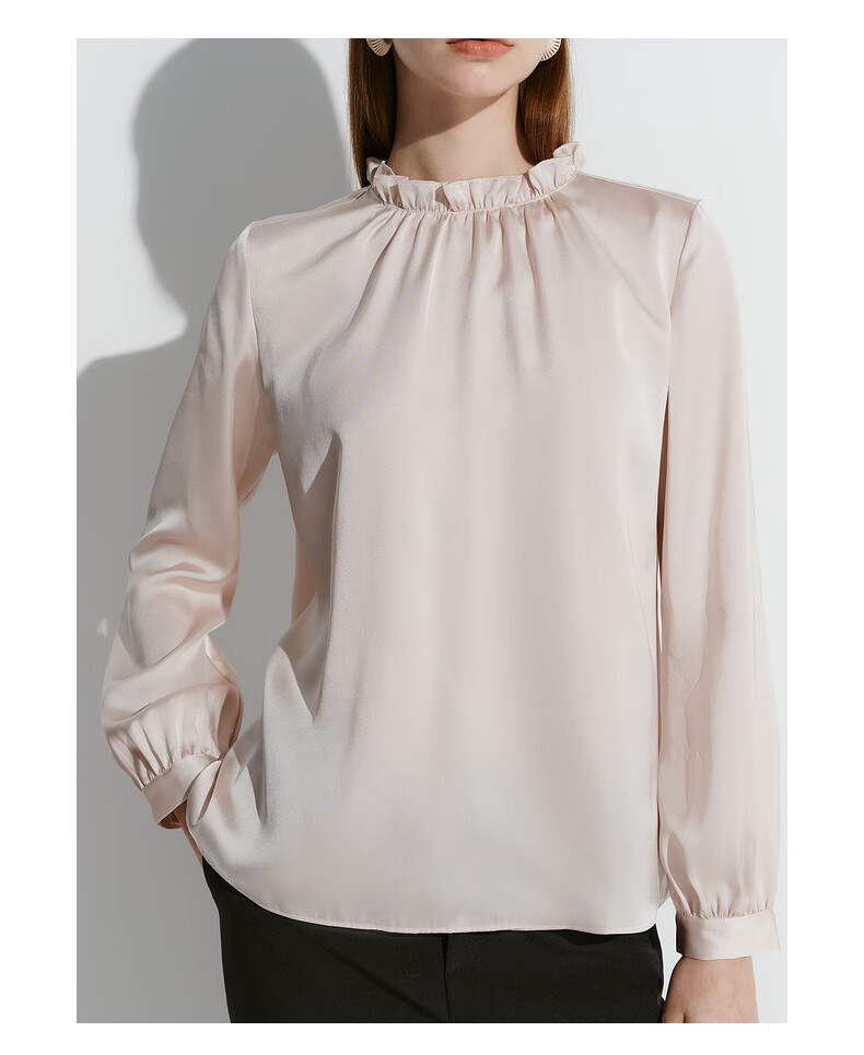 G2000 [Smooth Color Cotton Fabric] Spring And Autumn Mall Matching Smooth Draping Elegant Casual Shirt, Snow White, Size 34 5