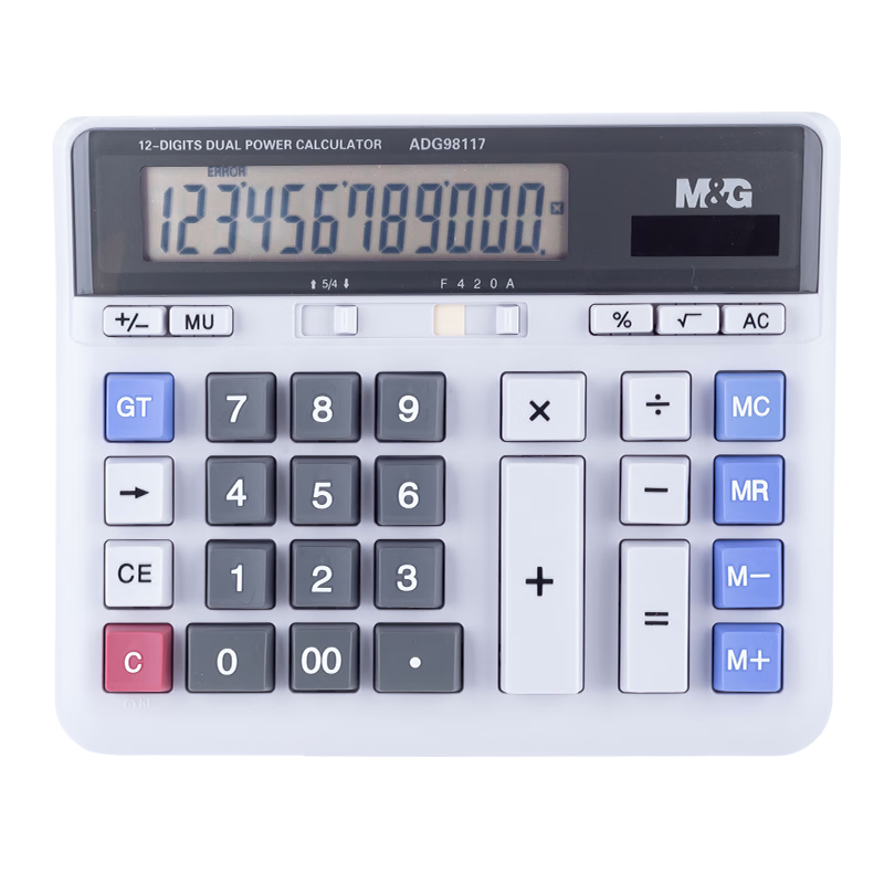 M&G Stationery Popular Product Computer Keyboard Calculator, Solar And Dual Power Desktop Calculator, 12-Digit Large Screen Calculator, Single Pack ADG98117