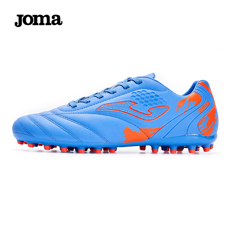 JOMA Soccer Shoes for Men, Women, Adults, Teenagers, Students, Competition MG Studs Non-Slip Football Training Shoes Blue Orange Size 43