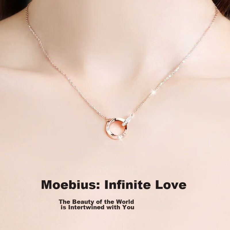 GLTEN Mobius Ring 999 Pure Silver Necklace, Women's Jewelry, Birthday Gift, Light Luxury Niche Pendant, for Girlfriend Or Wife
