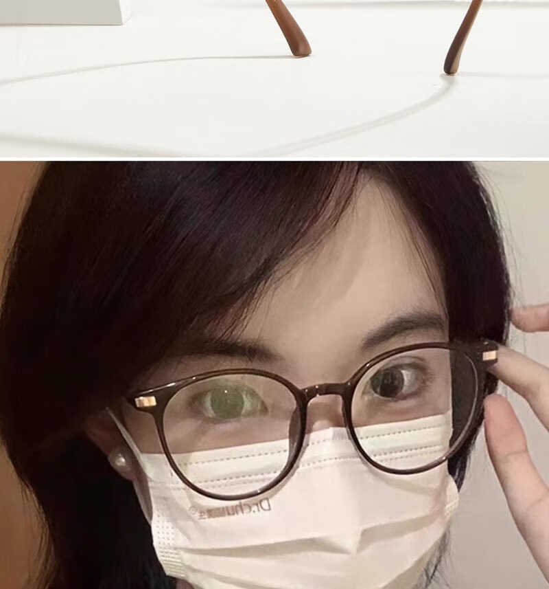 Boshide Blue Light Blocking Glasses, Non-Prescription Lenses, Cold Tea Color Plain Face Glasses for Round Faces, Making Face Look Smaller And More Elegant, Cold Tea Color 7