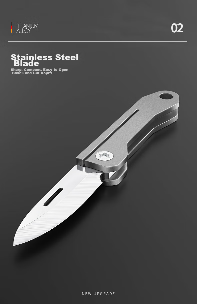 Laiben Titanium Alloy Car Keychain for Men with Small Folding Knife, Self-Defense Portable Key Pendant 3