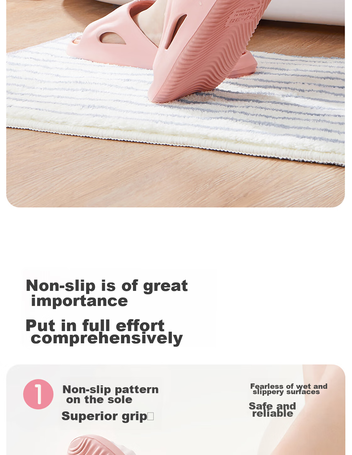 MINISO Soft Cloud Series Bathroom Slippers, Gray, Size 43-44 10