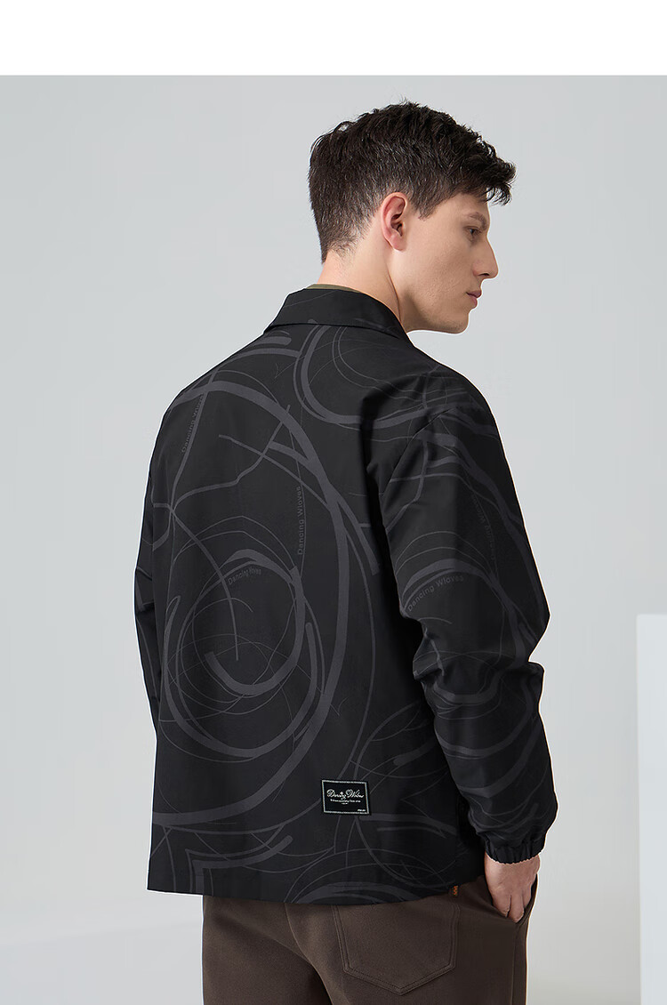 Dance with Wolves [High Count High Density] Autumn Winter Comfortable Trendy Versatile Lapel Jacket Men's Jacket 001 Black 185 11
