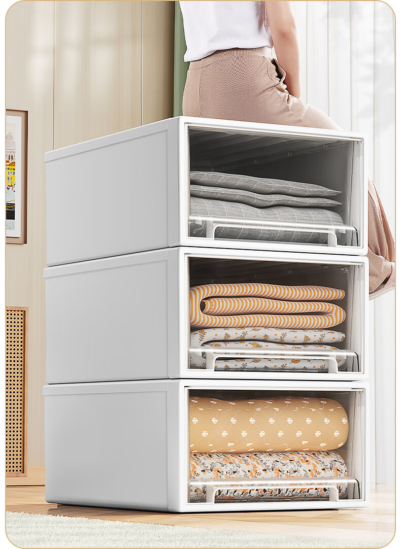 Jiabangshou Storage Box, Drawer-Style Organizer Cabinet, Closet Storage Container, [40*29.5*16.5], Single Unit 7