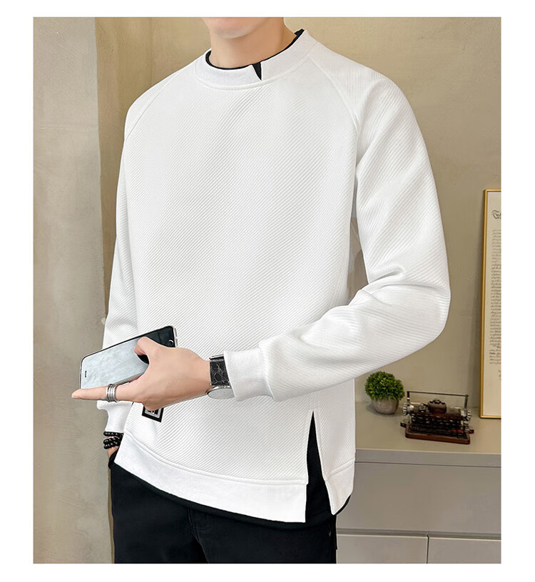 PLAYBOY Sweatshirt for Men, Autumn Long-Sleeve T-Shirt, Loose Casual Sports Jacket, Trendy Men's Top, Base Layer 18