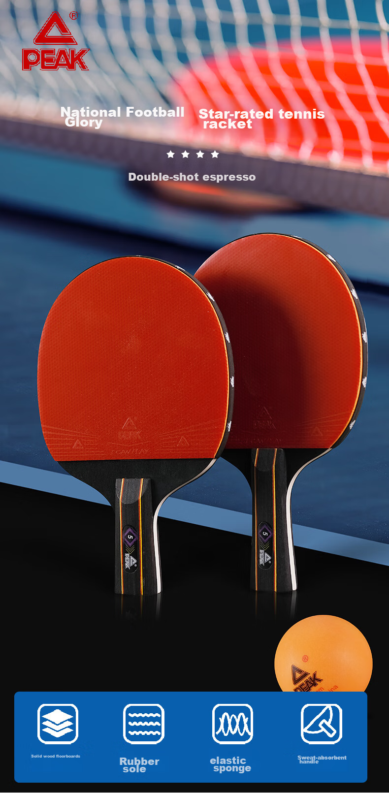 PEAK Table Tennis Racket, Professional Adult And Student Competition Training Racket Set, Penhold And Shakehand Grip, Q5 Star 1