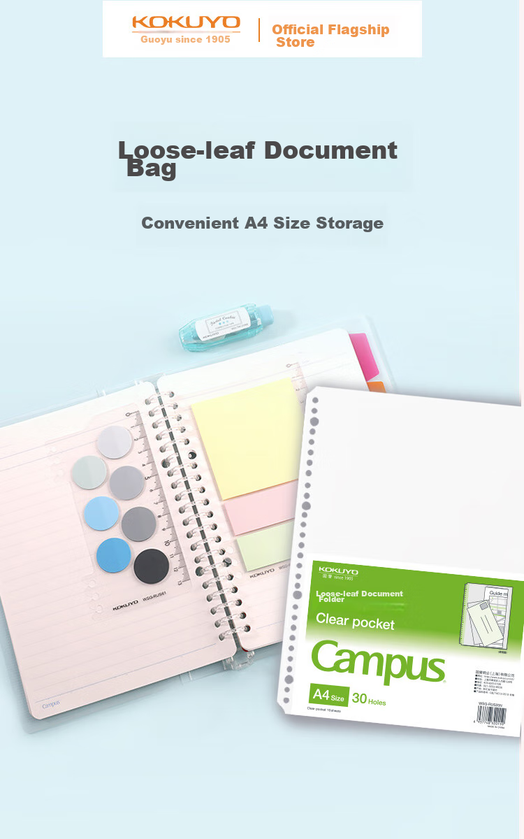 KOKUYO Campus A4 Index Dividers Notebook Accessories, 5 Sheets, Pastel Five Colors, WSG-RUS101 1