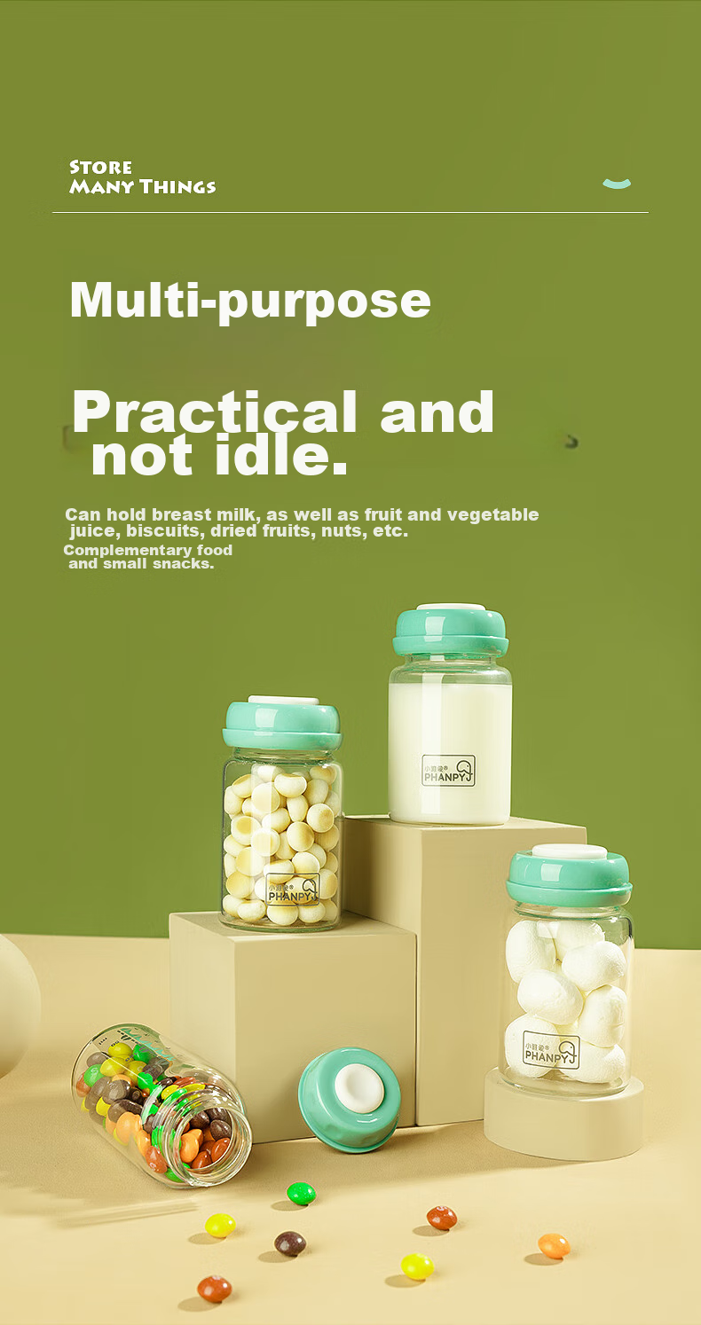Xiaoyaxiang Glass Breast Milk Storage Bottle for Newborns, Wide Neck 180ml (Set of 2) 13