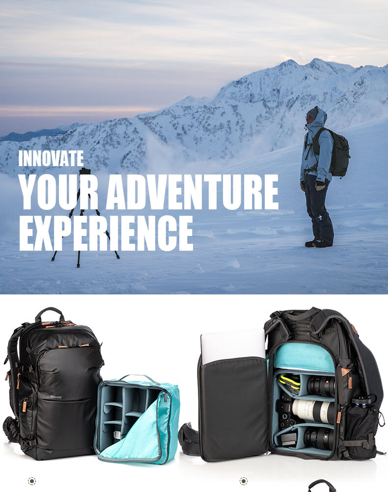 Shimoda Photography Bag Professional Outdoor Travel Camera Backpack Wing Platinum Explore E30v2 Black Medium Mirrorless Camera Insert Set 520-156 10